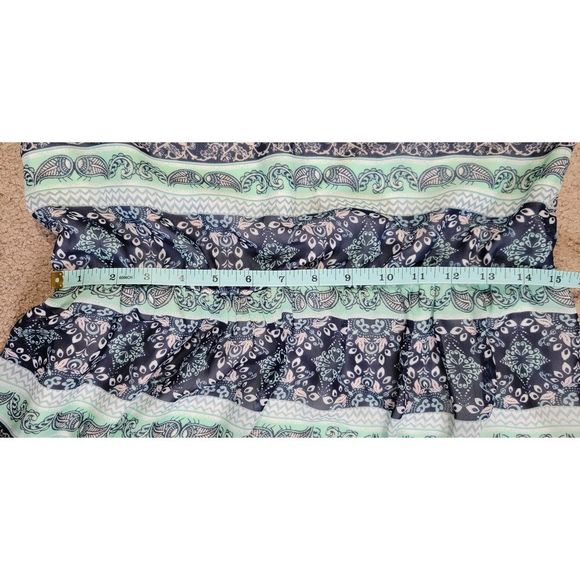 Alya Dress Mini Women's Small Blue & Teal 3/4 Bell Sleeve Boho - Picture 7 of 12